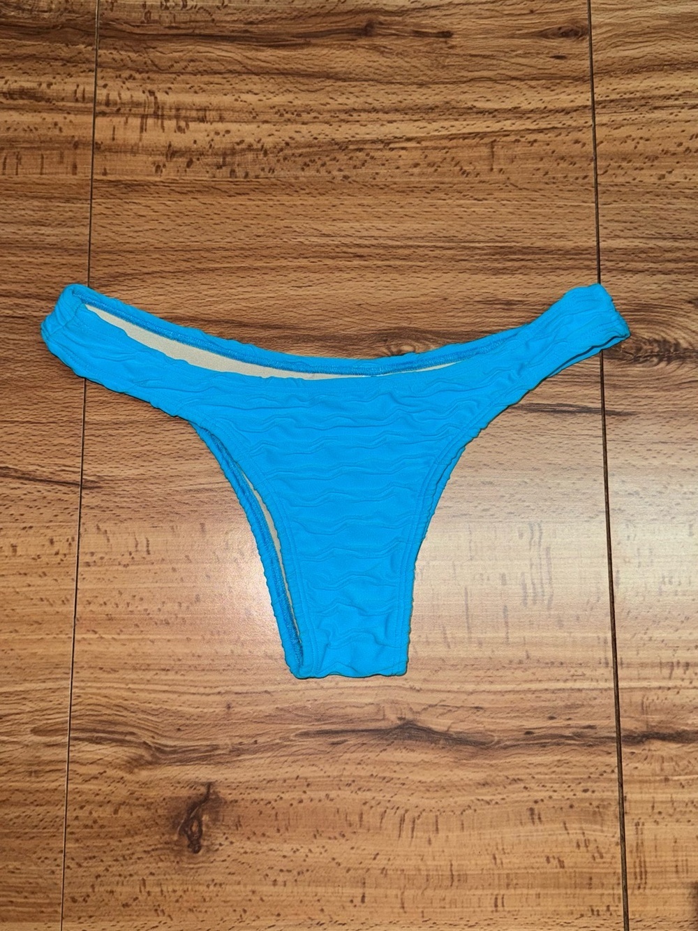 Aqua Blue Textured Brazilian Bikini Bottom